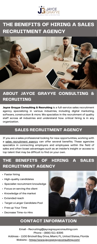 The Benefits of Hiring a Sales Recruitment Agency