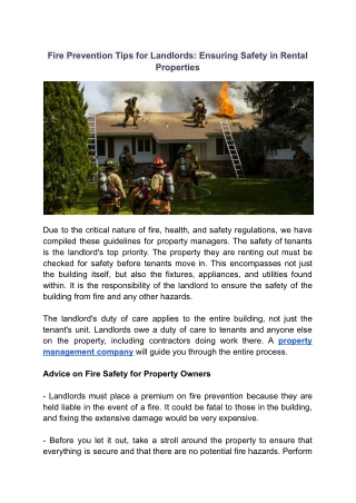 Fire Prevention Tips for Landlords Ensuring Safety in Rental Properties