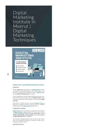 Digital Marketing  Institute In Meerut | Digital Marketing Techniques