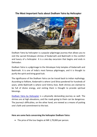 The Most Important Facts About Dodham Yatra by Helicopter