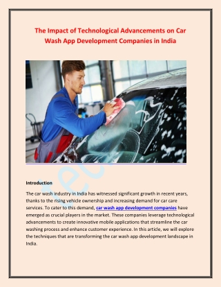 The Impact of Technological Advancements on Car Wash App Development Companies in India