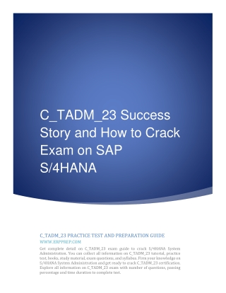 C_TADM_23 Success Story and How to Crack Exam on SAP S/4HANA