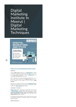 Digital Marketing  Institute In Meerut | Digital Marketing Techniques