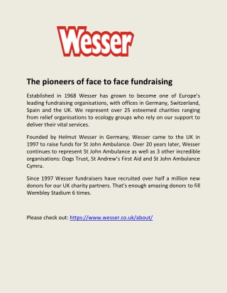 Charity Fundraising Agency - Wesser