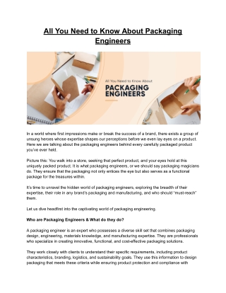 All You Need to Know About Packaging Engineers