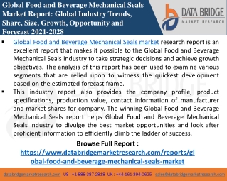 Food and Beverage Mechanical Seals -Chemical Material