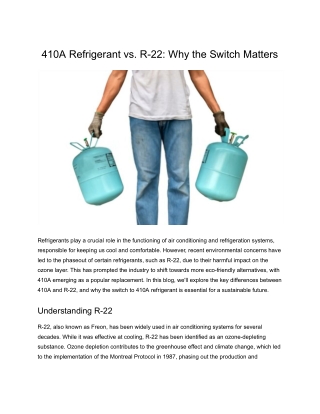 410A Refrigerant vs. R-22: Why the Switch Matters