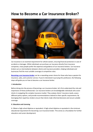 How to Become a Car Insurance Broker?