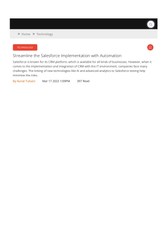 Streamline the Salesforce Implementation with Automation