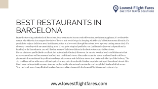 BEST RESTAURANTS IN BARCELONA