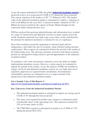 Global Industrial Insulation Market: Opportunities and Challenges