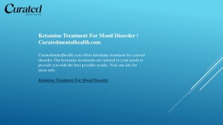 Ketamine Treatment For Mood Disorder  Curatedmentalhealth.com