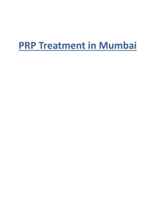 PRP Treatment in Mumbai