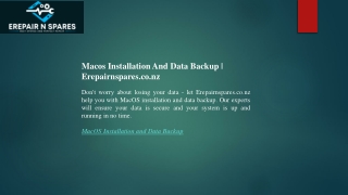 Macos Installation And Data Backup  Erepairnspares.co.nz