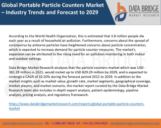 Global Portable Particle Counters Market – Industry Trends and Forecast to 2029