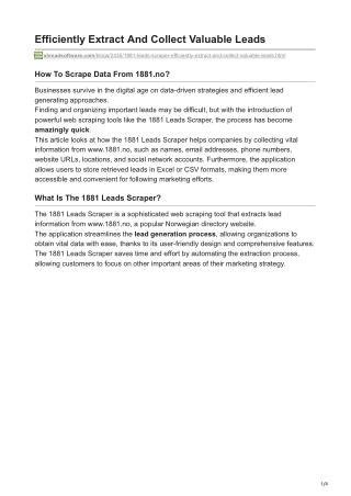 1Efficiently Extract And Collect Valuable Leads