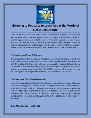 Listening to Podcasts to Learn About the World of Sickle Cell Disease