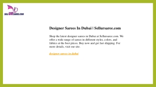 Designer Sarees In Dubai  Sellursaree.com