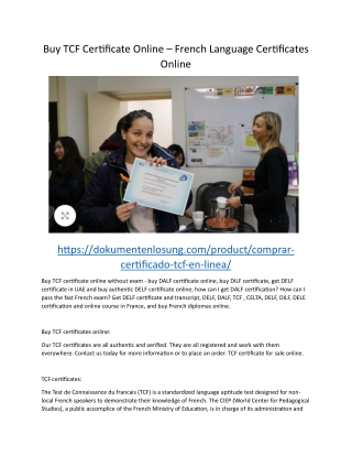 Buy TCF Certificate Online