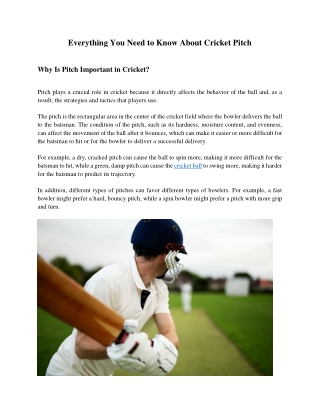 Everything You Need to Know About Cricket Pitch