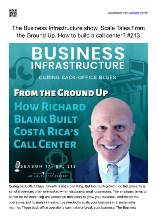 The Business Infrastructure show. Scale Tales From the Ground Up. episode #213