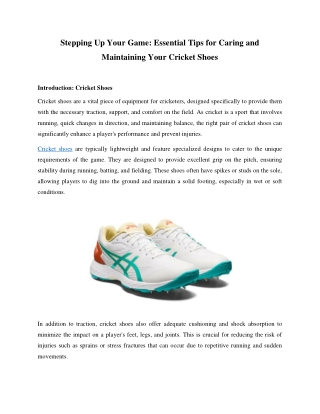 Essential Tips for Caring and Maintaining Your Cricket Shoes