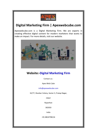 Digital Marketing Firm  Apexwebcube.com