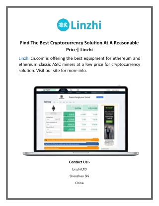 Find The Best Cryptocurrency Solution At A Reasonable Price Linzhi