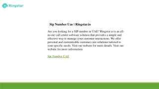 Sip Number Uae  Ringstar.io