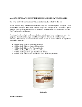 AMAZING REVELATION ON WHAT KEDI GOLDEN SIX CAPSULES CAN DO-1