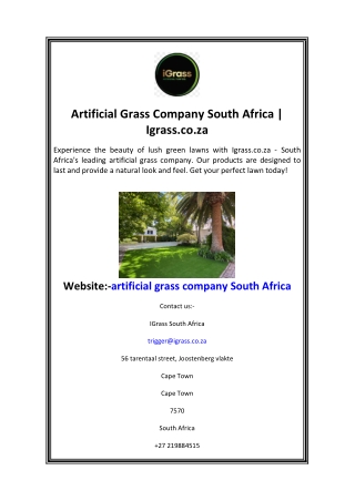 Artificial Grass Company South Africa  Igrass.co.za