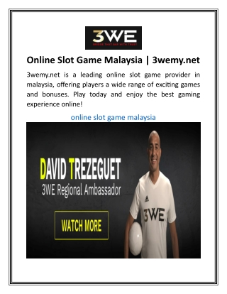 Online Slot Game Malaysia  3wemy.net