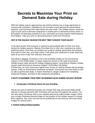 Secrets to Maximize Your Print on Demand Sale during Holiday