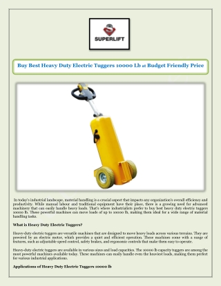 Buy Best Heavy Duty Electric Tuggers 10000 Lb at Budget Friendly Price