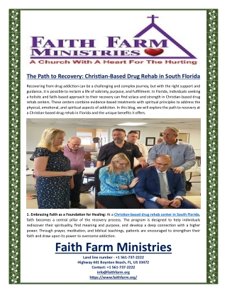 The Path to Recovery Christian-Based Drug Rehab in South Florida