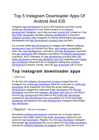 Top 5 Instagram Downloader Apps Of Android And iOS