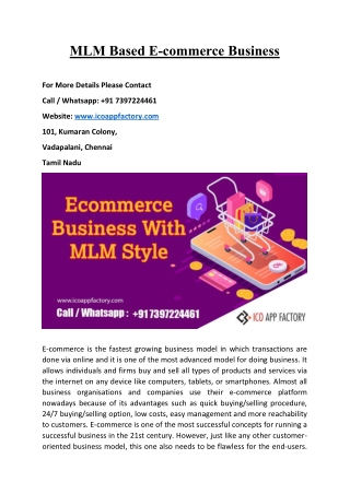 E-Commerce Business with MLM Style