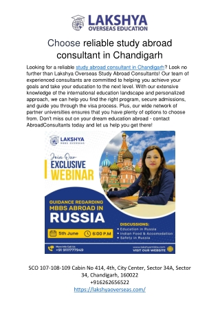 Looking for a reliable study abroad consultant in Chandigarh