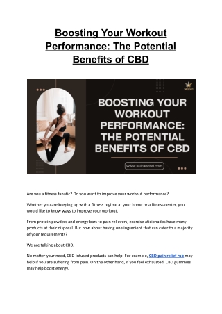 Boosting Your Workout Performance: The Potential Benefits of CBD