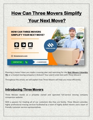 How Can Three Movers Simplify Your Next Move