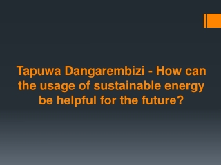 Tapuwa Dangarembizi - How can the usage of sustainable energy be helpful for the future