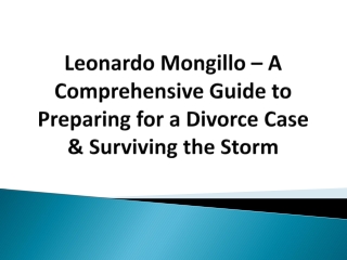 Leonardo Mongillo – Guide to Preparing for a Divorce Case & Surviving the Storm