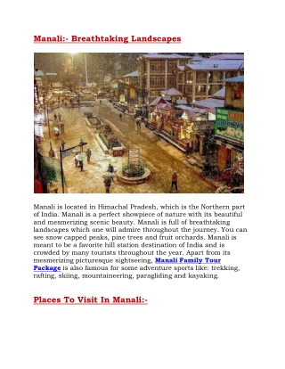 Manali Tour Package