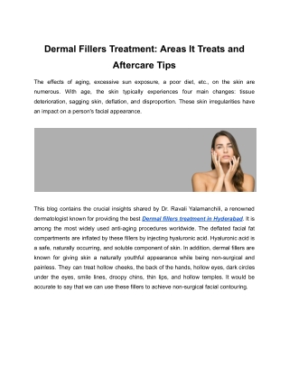 Dermal Fillers Treatment_ Areas It Treats and Aftercare Tips