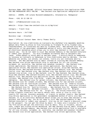 NEW ZEALAND  Official Government Immigration Visa Application FROM USA AND MADAG