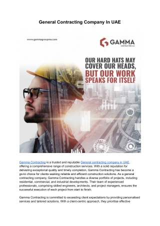 General Contracting Company In UAE | Gamma Contracting
