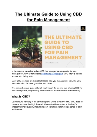 The Ultimate Guide to Using CBD for Pain Management