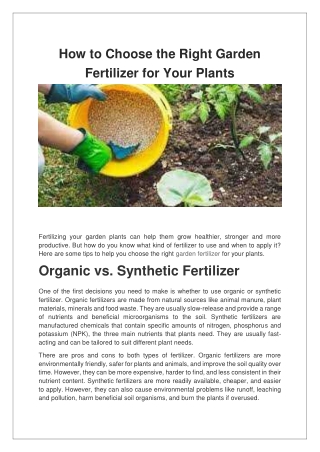 How to Choose the Right Garden Fertilizer for Your Plants