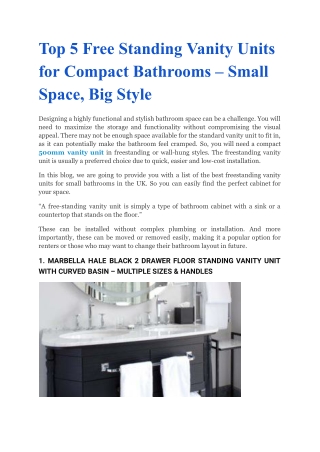 Top 5 Free Standing Vanity Units for Compact Bathrooms – Small Space, Big Style