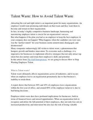 Talent Waste_ How to Avoid Talent Waste